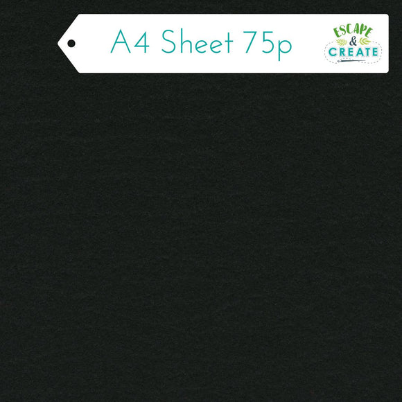 Felt A4 Sheet in Black 22.5cm x 30cm (9