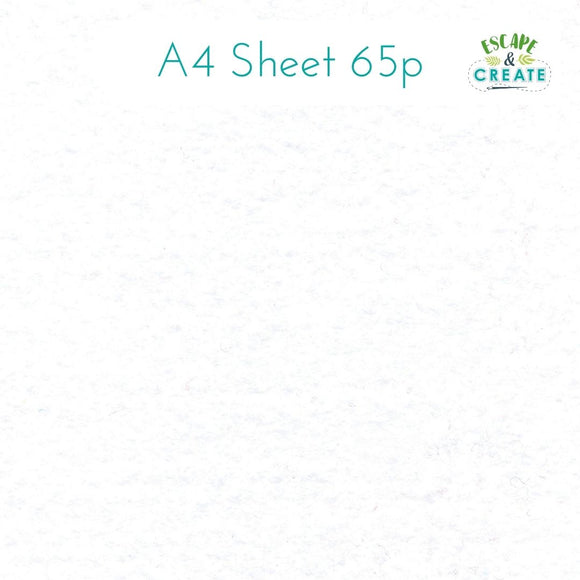 Felt A4 Sheet in White 22.5cm x 30cm (9
