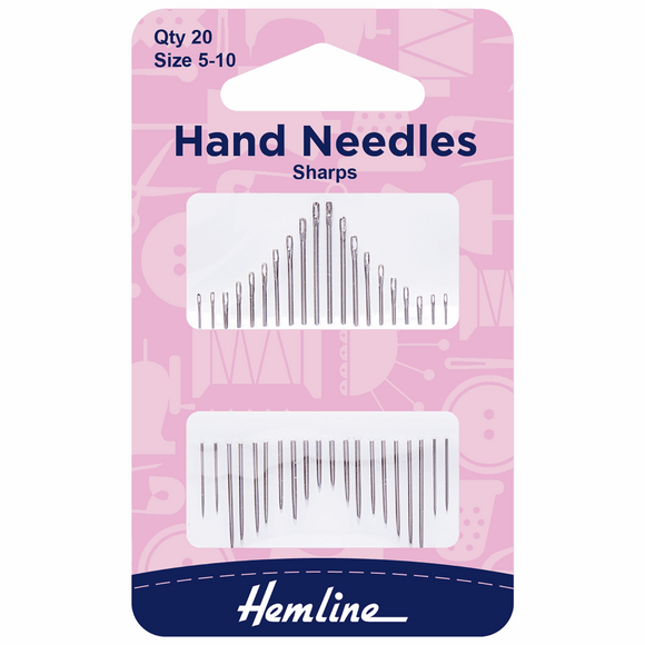 Hand Sewing Needles - Sharps Size 5-10 (pack of 20)