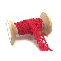 Lace: 20mm: Scalloped Edge in Red (Cotton) (B)