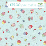 Makower Afternoon Tea Cupcake Confetti Blue