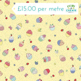 Makower Afternoon Tea Cupcake Confetti Yellow