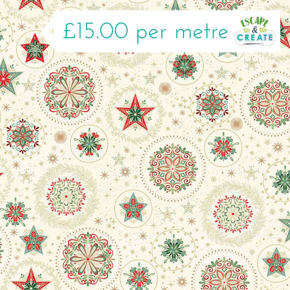 Makower Christmas Good Tidings Snow Crystal Cream