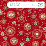 Makower Christmas Good Tidings Snow Crystal Red