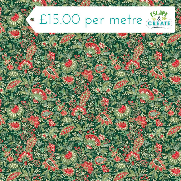 Makower Christmas Good Tidings Sarasa Green