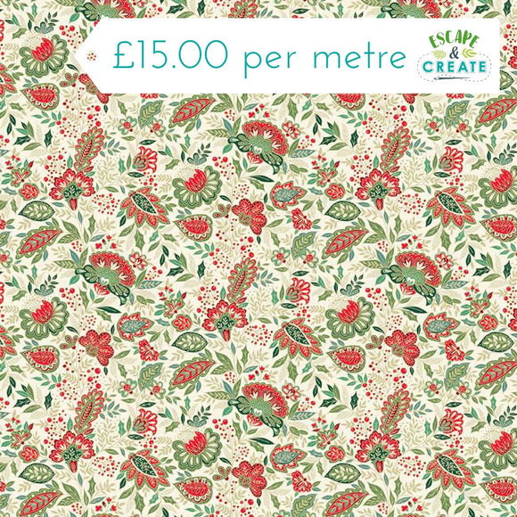 Makower Christmas Good Tidings Sarasa Cream