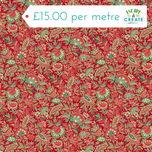 Makower Christmas Good Tidings Sarasa Red