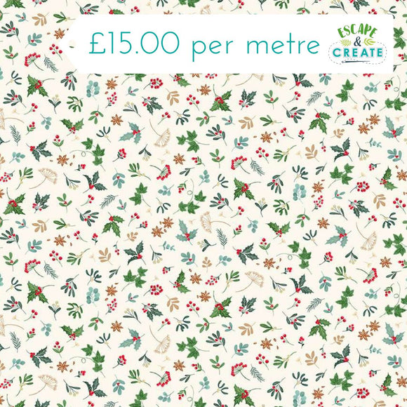 Makower Christmas Good Tidings Sprig Cream