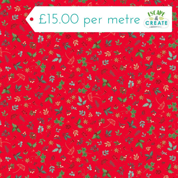 Makower Christmas Good Tidings Sprig Red