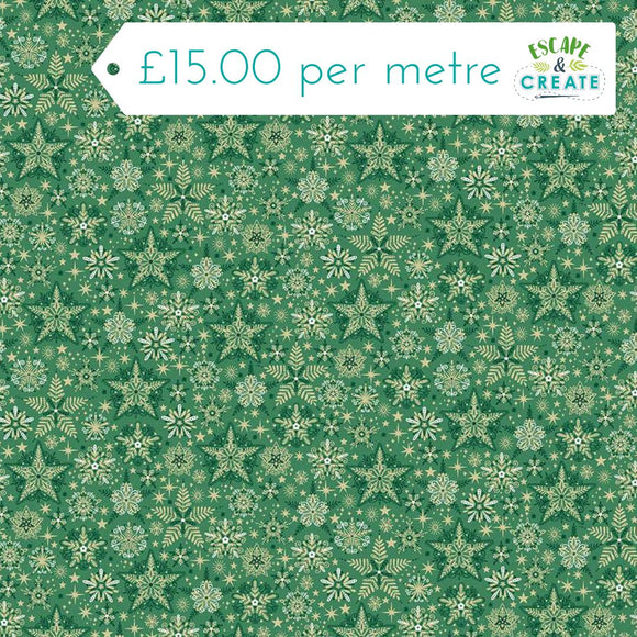 Makower Christmas Good Tidings Frosty Green