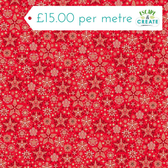 Makower Christmas Good Tidings Frosty Red