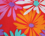 Polycotton Mindy Florals Spring Daisies Red