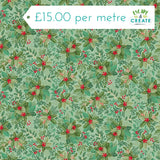 Makower Christmas Good Tidings Holly Bush Mid Green