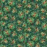 Makower Christmas Good Tidings Holly Bush Dark Green