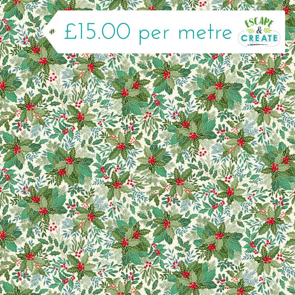 Makower Christmas Good Tidings Holly Bush Cream