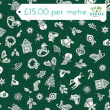 Makower Christmas Scandi Charms Green