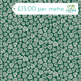 Makower Christmas Scandi Hearts Green