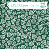 Makower Christmas Scandi Hearts Green
