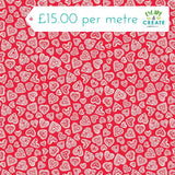 Makower Christmas Scandi Hearts Red
