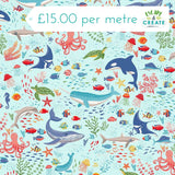 Makower Deep Blue Sea Creatures Light Blue