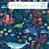 Makower Deep Blue Sea Creatures Dark Blue