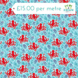 Makower Deep Blue Sea Octopus Light Blue