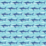Makower Deep Blue Sea Sharks Light Blue