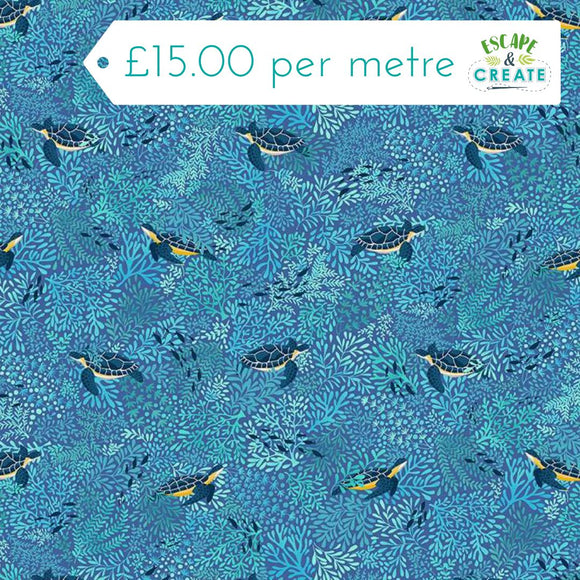 Makower Deep Blue Sea Turtles Dark Blue