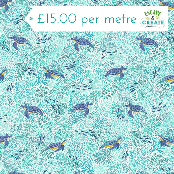 Makower Deep Blue Sea Turtles Light Blue