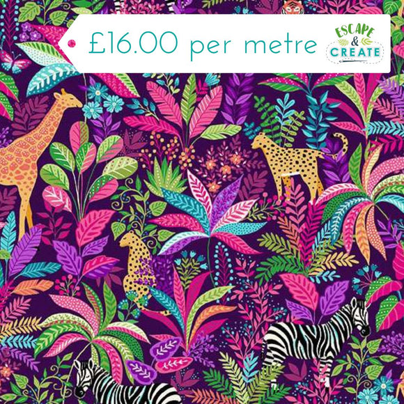 Makower Tropica Wildlife Purple