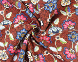 Viscose Cotton Lawn Clover Floral on Rust