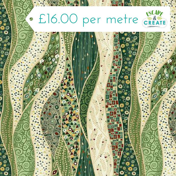 Makower Golden Wave Green