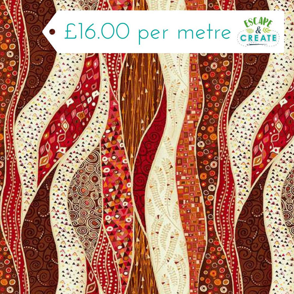 Makower Golden Wave Red