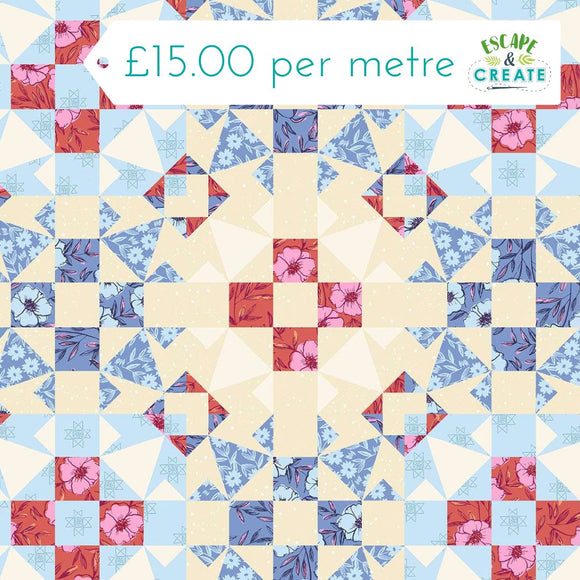 Andover Petals & Stitches Garden Blocks Denim