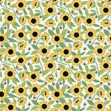 Andover Sunny Honey Main Floral on White