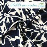 Jersey Hand Painted Floral on Navy (Viscose)