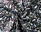 Cotton Poplin Denim Florals on Black