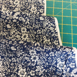 Cotton Poplin Subtle White Floral on Navy Blue