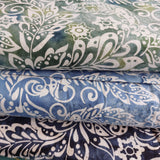 Cotton Batik Leafy Green/Blue/Cream by John Louden