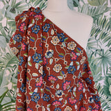 Viscose Cotton Lawn Clover Floral on Rust