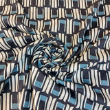 Cotton Poplin Navy Blocks