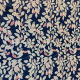 REMNANT Cotton Lawn (Pima) Candy Leaf on Navy (140cm wide x 130cm)