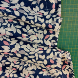 REMNANT Cotton Lawn (Pima) Candy Leaf on Navy (140cm wide x 130cm)