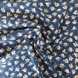 Viscose Twill Ochre Small Flower on Navy