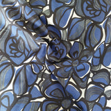 Cotton Lawn (Pima) Cobalt & Black Floral