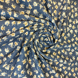 Viscose Twill Ochre Small Flower on Navy