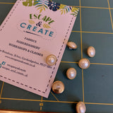 Button 15mm Shank Round Domed Pearl with Gold Rim