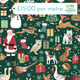 Makower Christmas Country Friends on Green