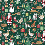 Makower Christmas Country Friends on Green