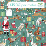 Makower Christmas Country Friends on Teal